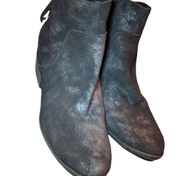 Lucky Brand Leather Suede Brown Round Toe Heeled Ankle Booties Size 6 - Picture 4 of 11